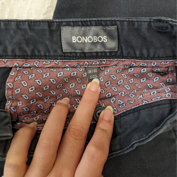 Bonobos Men's Slim Fit Stretch Washed Chinos 38x32 (Meas. 38x31.5) Red Inside - Picture 3 of 5